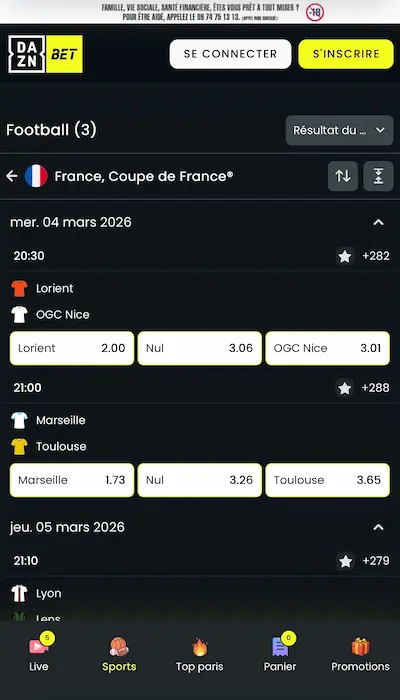 Paris sportifs DAZN Bet