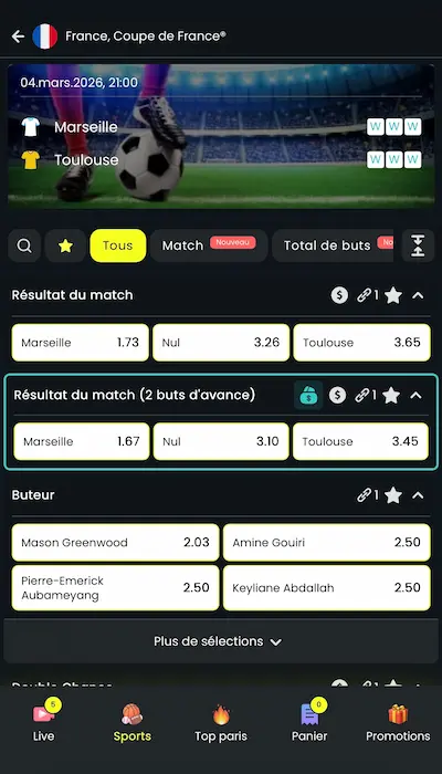 Fiche match DAZN Bet