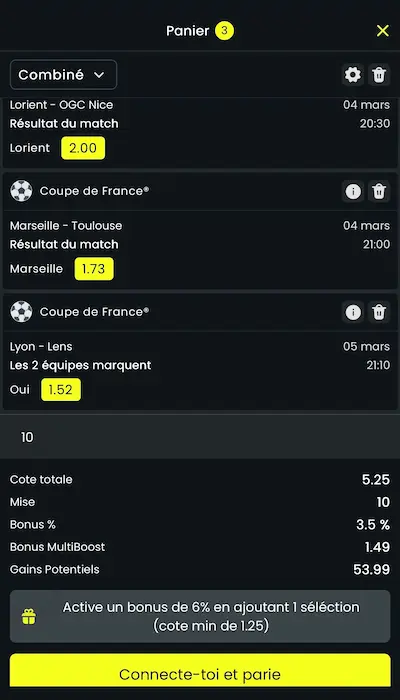 Coupon de paris DAZN Bet