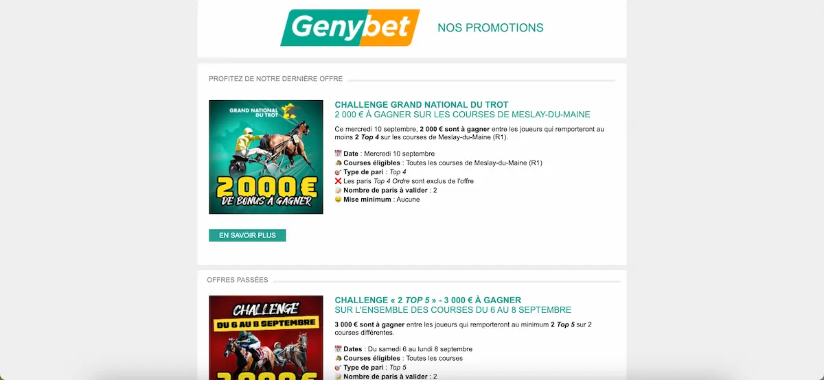 Promotions Genybet