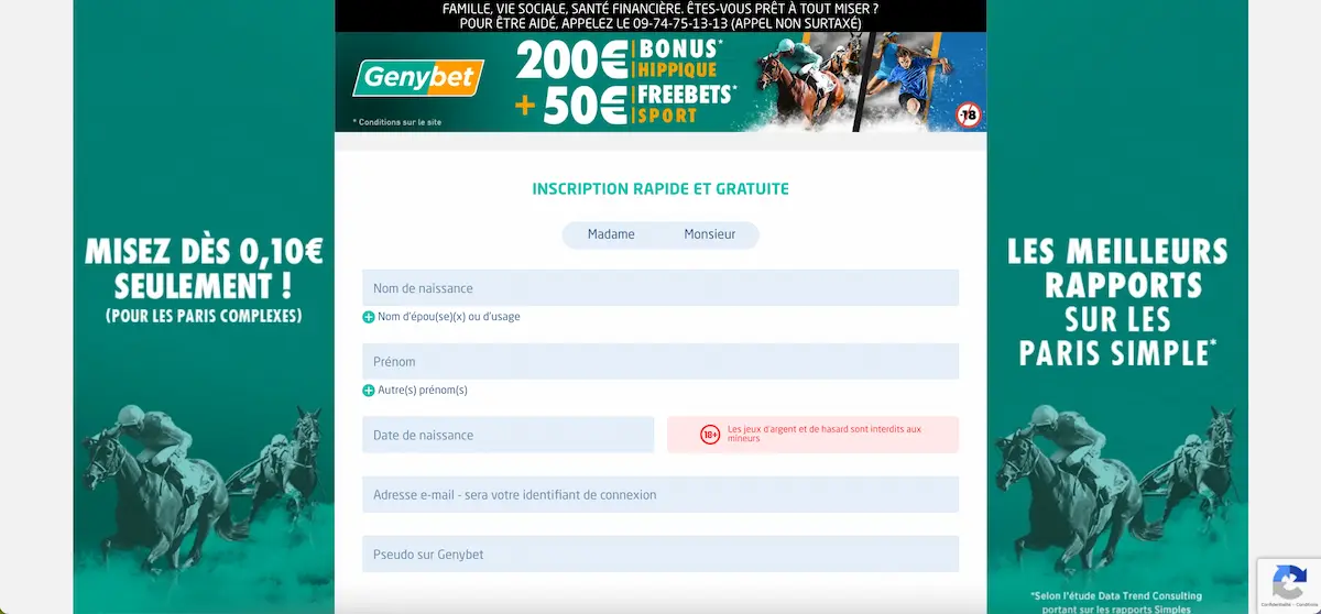 Inscription Genybet