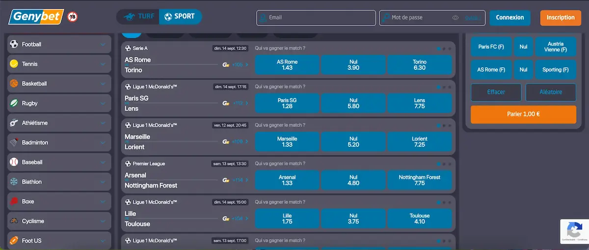 Offre Sports Genybet