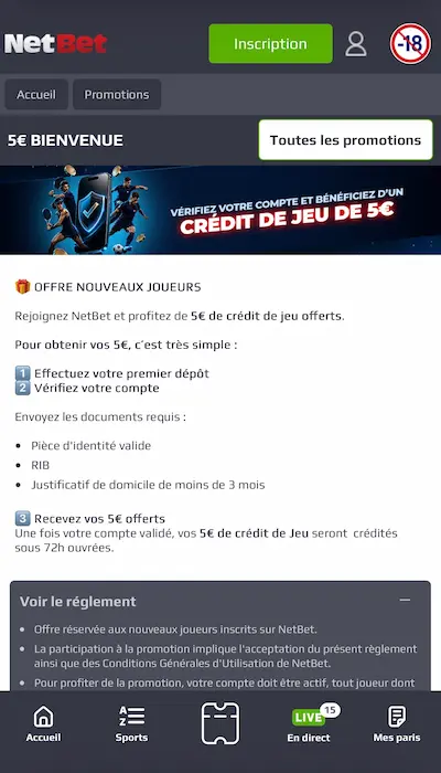 Inscription NetBet 1