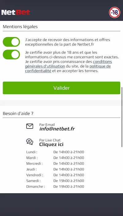 Inscription NetBet 4
