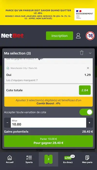 Coupon de paris NetBet