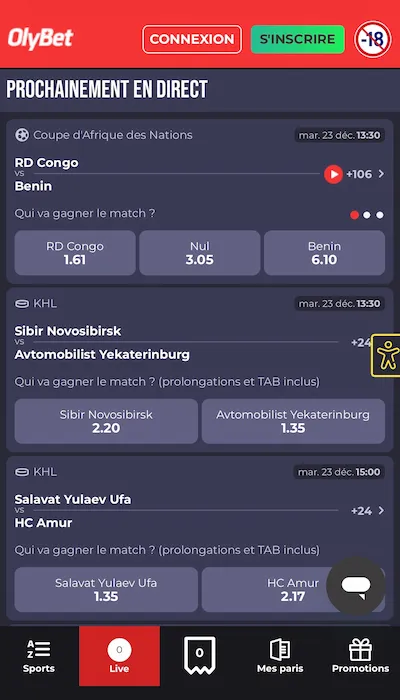 Olybet live streaming