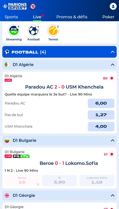 Paris en direct - Parions Sport en Ligne
