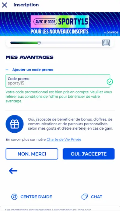 Inscription Parions Sport en Ligne - code promo
