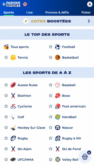Offre Football Parions Sport en Ligne