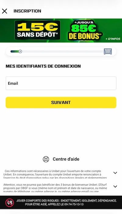 Inscription Unibet 1