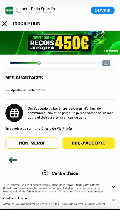 Inscription Unibet 2