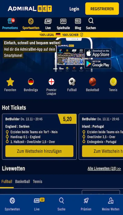 AdmiralBet Homepage