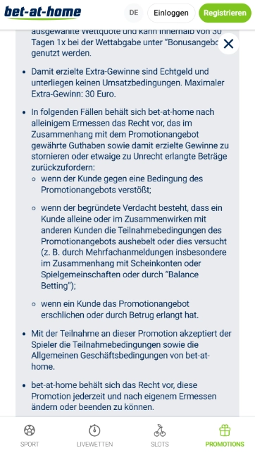 Bet-at-Home Fussball Wettangebot