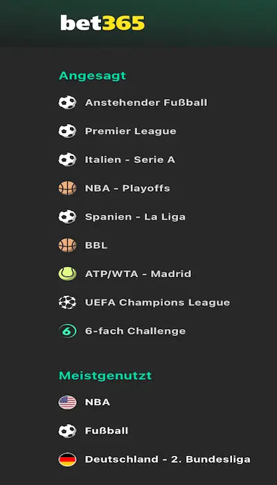 Bet365 - Das Fussball Angebot