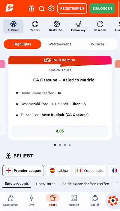 Fussball Wettangebot