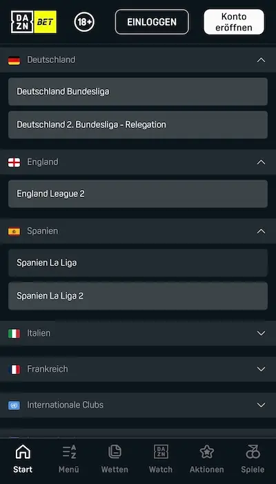 DAZNBet Fussball Angebot