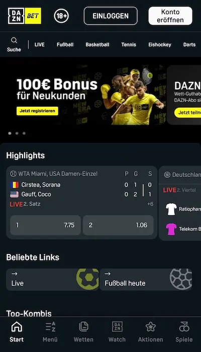 DAZN Bet Homepage