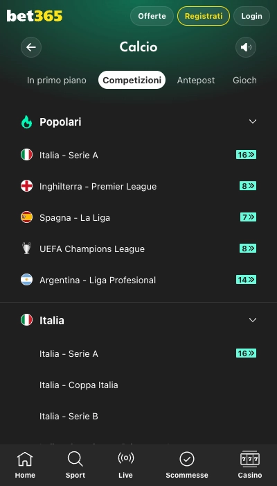 Bet365 calcio