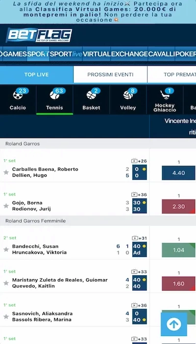 Test scommesse in diretta su betflag