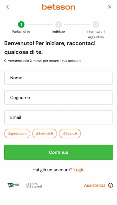 Bonus Betsson Casino - Iscrizione Pagina 2
