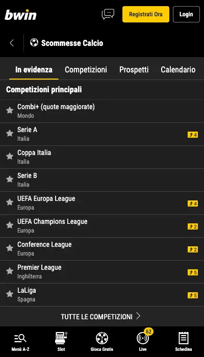 Bwin calcio