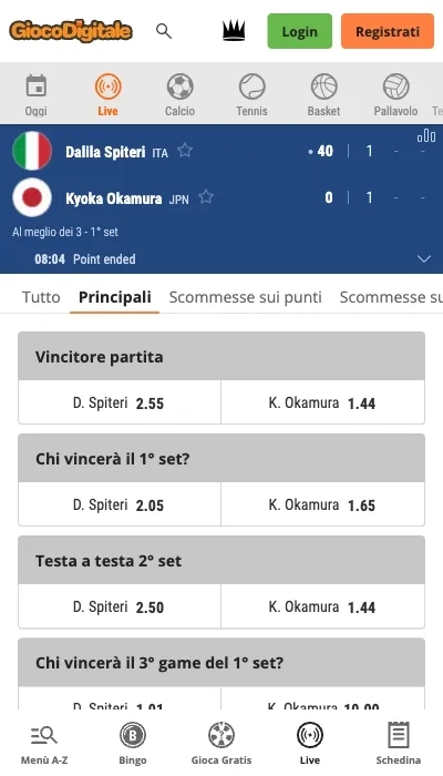 Test scommesse in diretta su Gioco Digitale