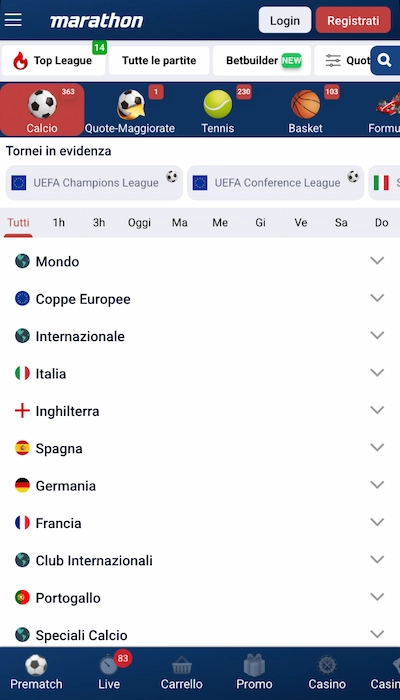 Marathonbet calcio