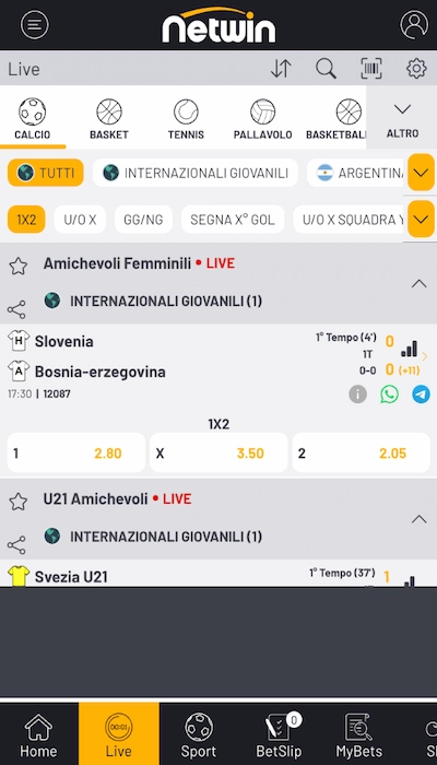 Test scommesse in diretta su Netwin