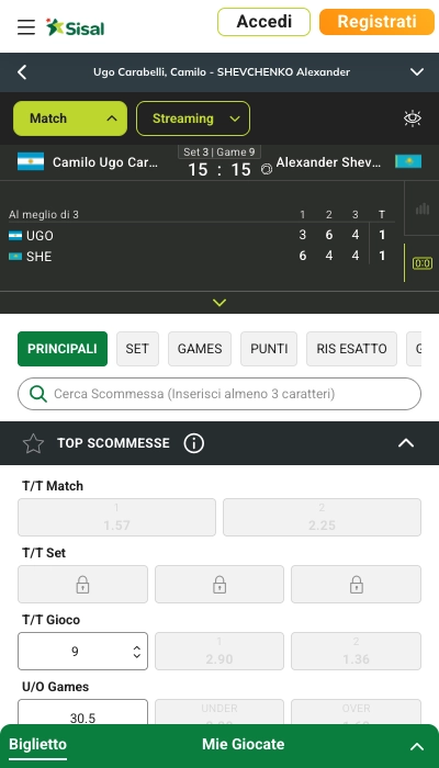 Test scommesse in diretta su Sisal