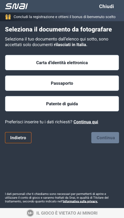 Bonus Snai Casino - Iscrizione Pagina 2