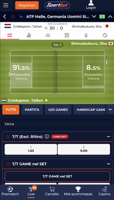 Test scommesse in diretta su sportbet