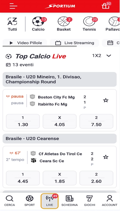 Test scommesse in diretta su Sportium