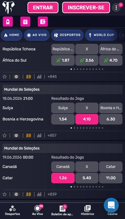 Elephant Bet lista jogos