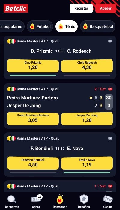 Apostas ao vivo na Betclic