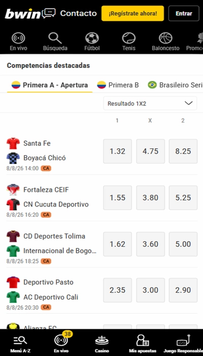 Bwin página principal