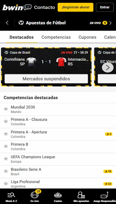 Bwin lista de partidos