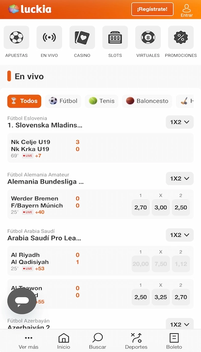 Apuestas en vivo en Luckia