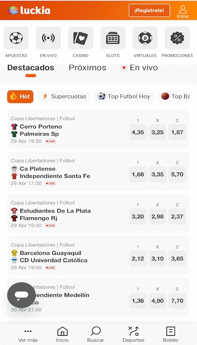 Luckia lista de partidos