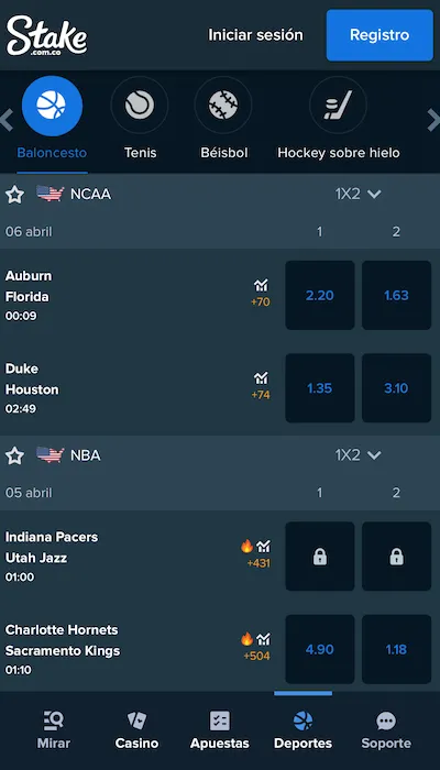 Stake Colombia lista de partidos