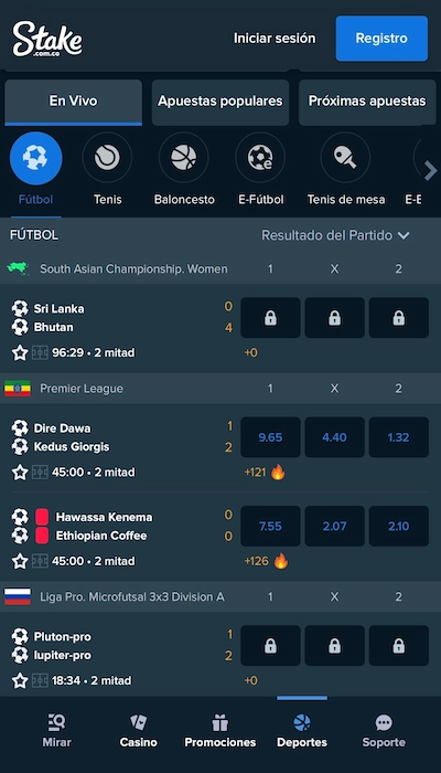 Apuestas en vivo en Stake Colombia