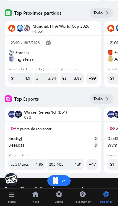 1WIN lista de partidos