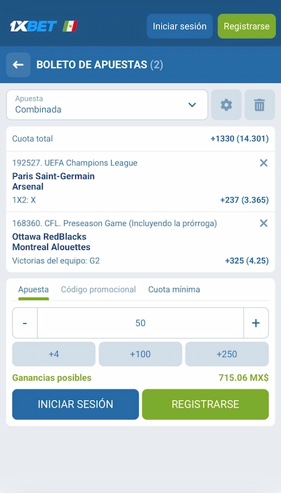 1xBet apuestas combinadas