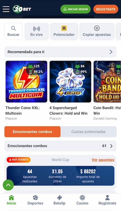 20Bet página principal