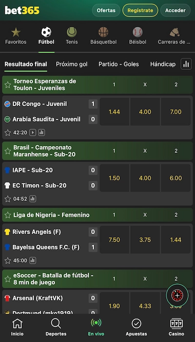 Apuestas en vivo - Bet365 Live