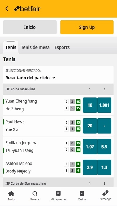 Betfair deportes en vivo