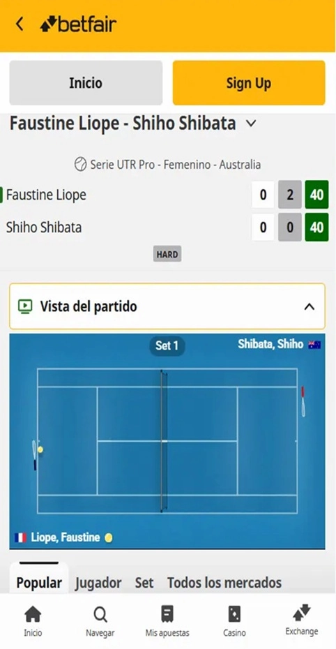 Betfair en vivo