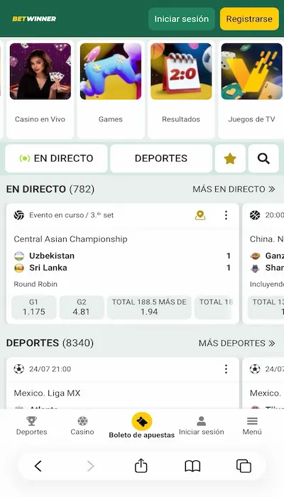 Betwinner página principal