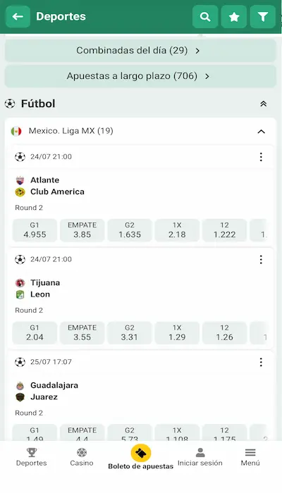 Betwinner lista de partidos