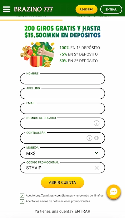 Código promocional Brazino777 - 2