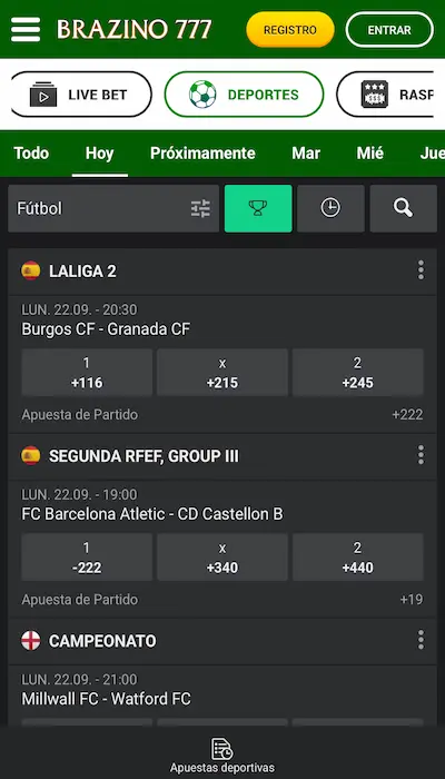 Brazino777 lista de partidos